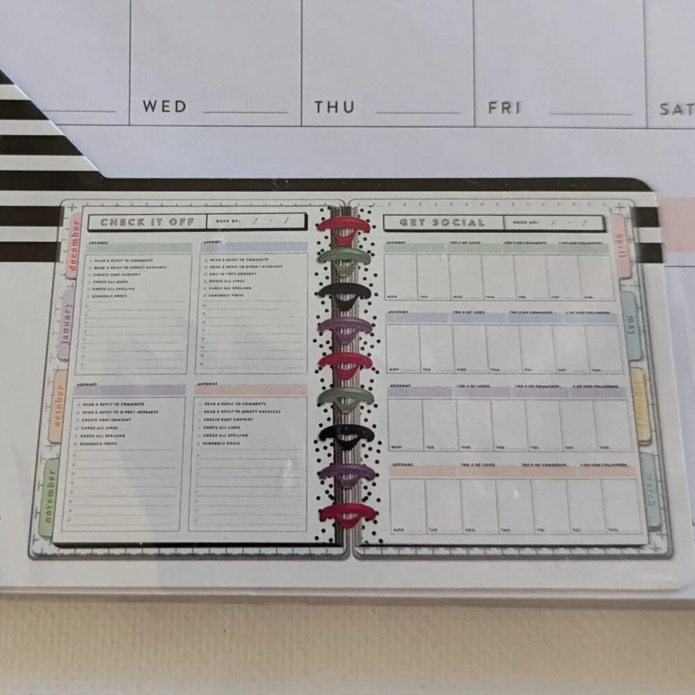 NWT Happy Planner 'Get Social' 40 pgs Classic Social Media Tasks Sheet Paper NEW